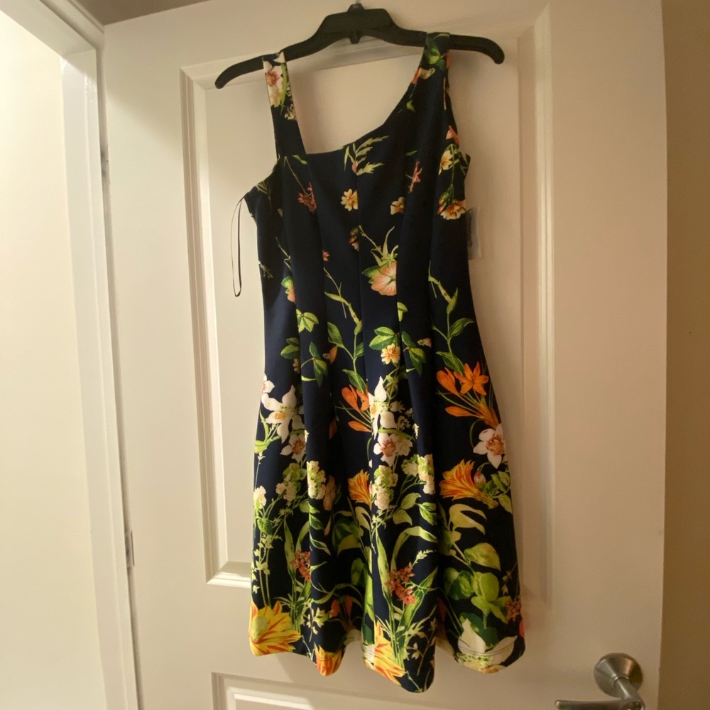 Blue multicolored flower asymmetrical dress NEW!
